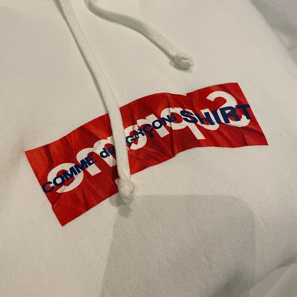 Supreme Comme Des Garçons SHIRT Box Logo Hooded Sweatshirt White - Picture 3 of 7